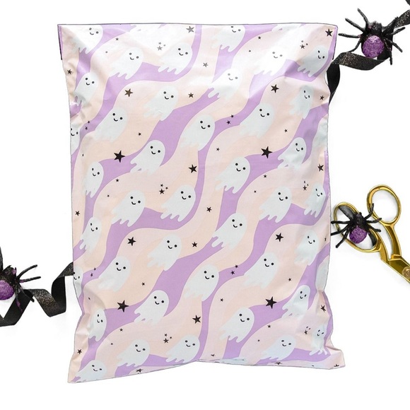 5 SETS LEFT👻10 Designer Purple Ghosts Large poly Mailers - Picture 1 of 3